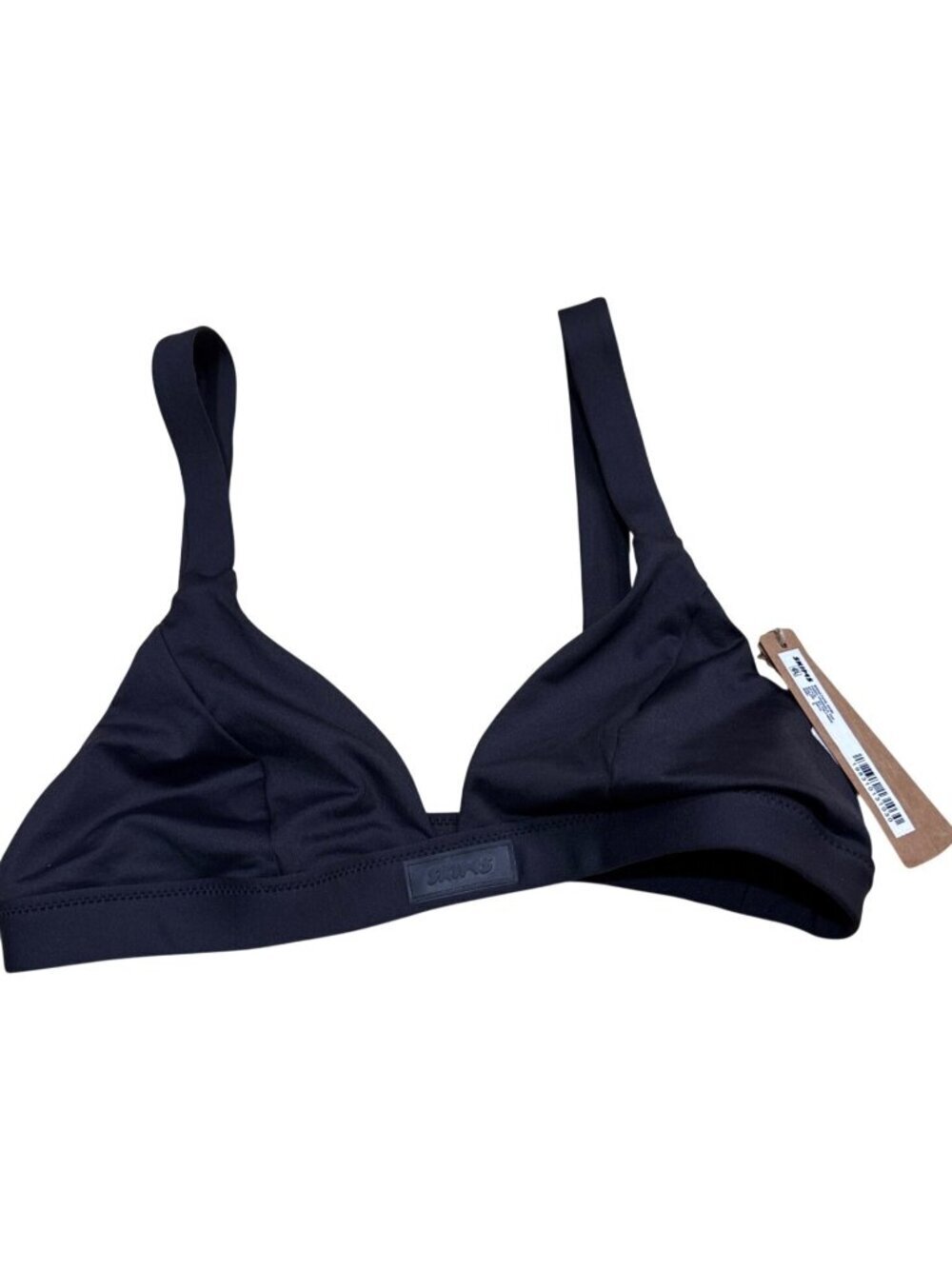 NWT Skims Signature Swim Fixed Triangle Bikini Top In Onyx Black Size S MSRP $44